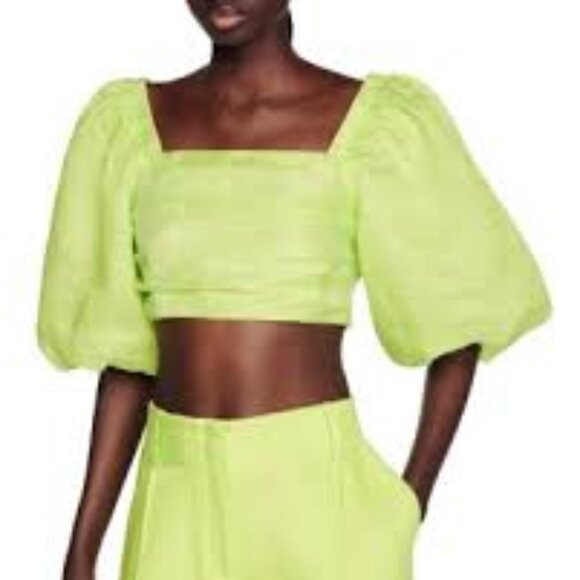 NWT: Sandro Blonville Balloon Sleeve Crop Top Size Large - Picture 2 of 11